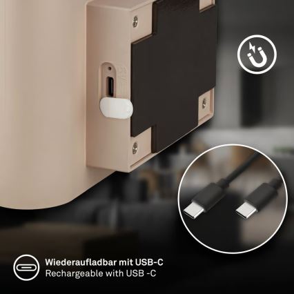 Briloner 3878011 - Wiederaufladbare LED-Wandleuchte CHAT mit Bewegungs- und Dämmerungssensor LED/3W/5V 2000 mAh beige