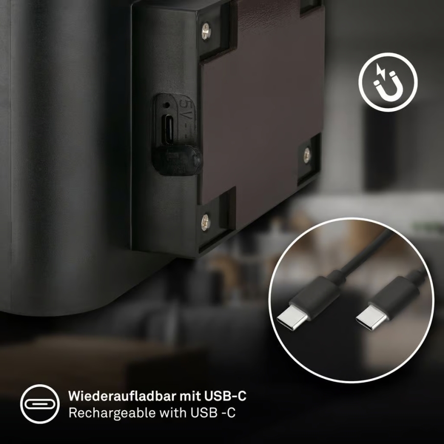 Briloner 3878015 - Wiederaufladbare LED-Wandleuchte mit Bewegungs- und Dämmerungssensor CHAT LED/3W/5V 2000 mAh schwarz