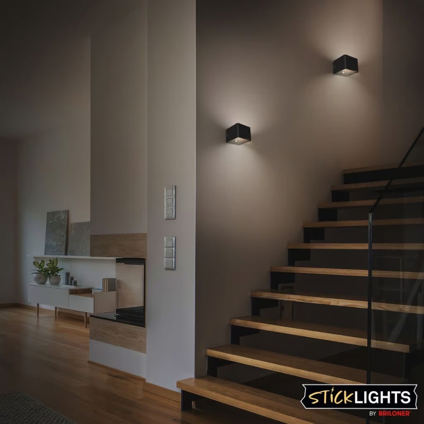 Briloner 3879015 - LED wiederaufladbare Wandleuchte mit Bewegungs- und Dämmerungssensor BORRA LED/1,5W/5V 3600 mAh schwarz