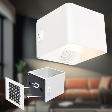 Briloner 3879016 - Wiederaufladbare LED-Wandleuchte mit Sensor BORRA LED/1,5W/5V 3600 mAh weiß