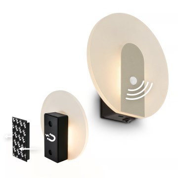 Briloner 3889012 - LED wiederaufladbare Wandleuchte mit Bewegungs- und Dämmerungssensor TARO LED/2,5W/5V 1800 mAh mattchrom