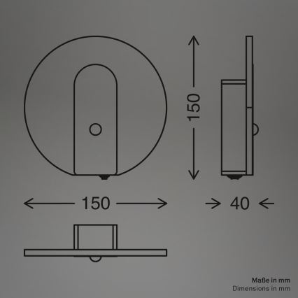 Briloner 3889015 - Wiederaufladbare LED-Wandleuchte TARO mit Bewegungs- und Dämmerungssensor LED/2,5W/5V 1800 mAh schwarz