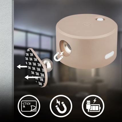 Briloner 3896011 - TARI LED Wandleuchte, dimmbar, wiederaufladbar, 1,6W/5V, 1500 mAh, beige