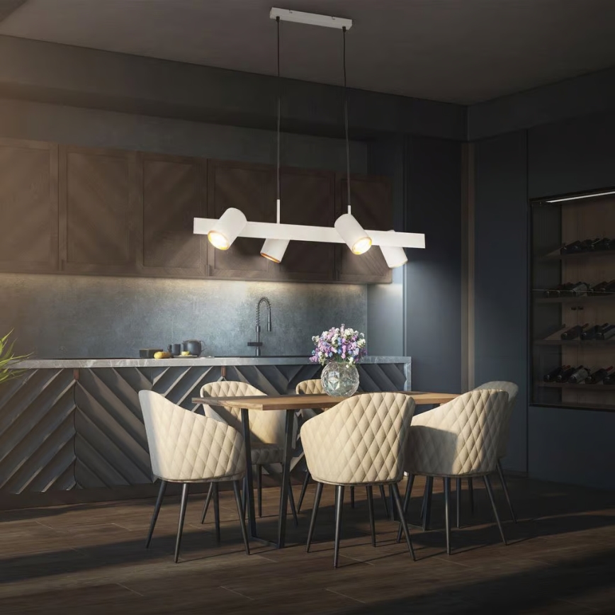 Briloner 4058044 - Pendelleuchte an Kabel ERA 4xGU10/10W/230V cremefarben