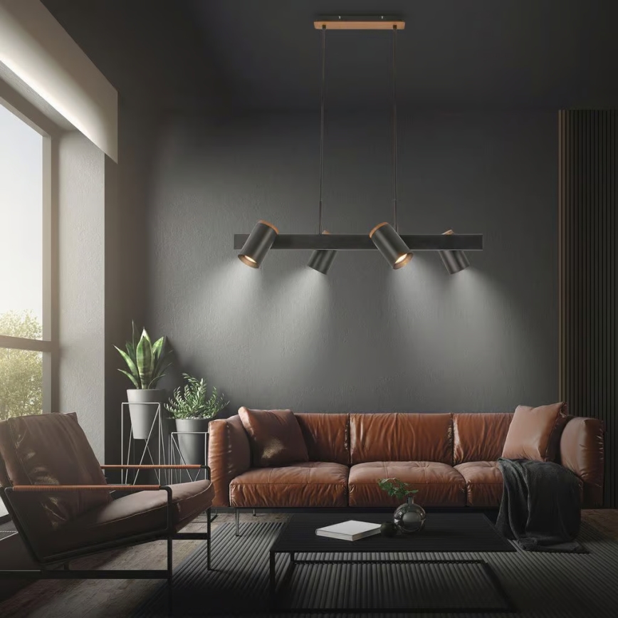 Briloner 4059045 - Hängeleuchte ERA mit Kabelabhängung, 4x GU10/10W/230V, schwarz