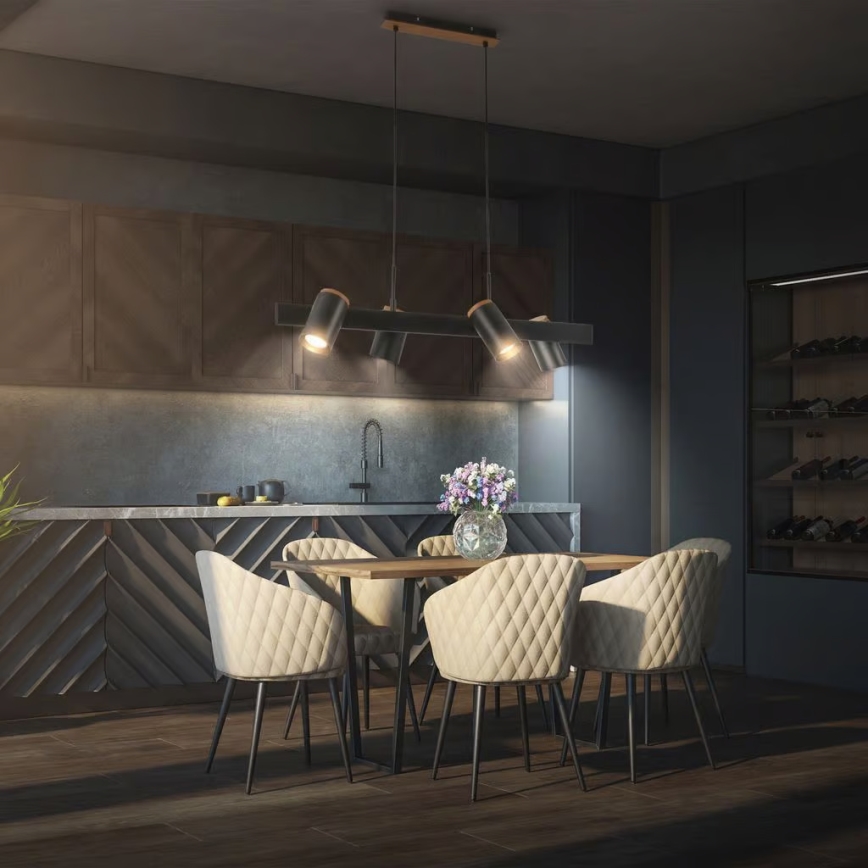 Briloner 4059045 - Hängeleuchte ERA mit Kabelabhängung, 4x GU10/10W/230V, schwarz