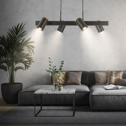 Briloner 4059045 - Hängeleuchte ERA mit Kabelabhängung, 4x GU10/10W/230V, schwarz