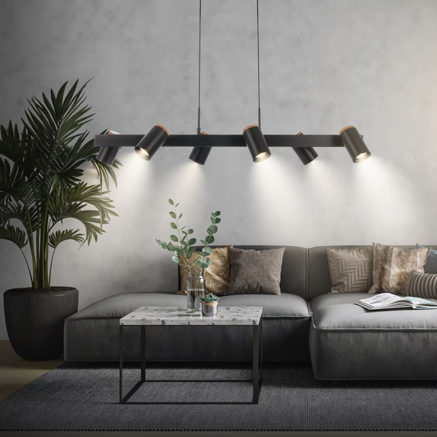 Briloner 4059065 - Hängeleuchte ERA an Kabel 6xGU10/10W/230V schwarz