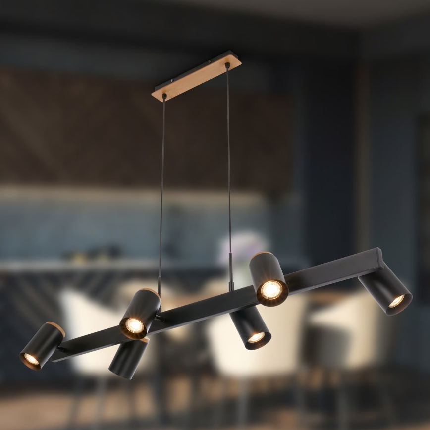 Briloner 4059065 - Hängeleuchte ERA an Kabel 6xGU10/10W/230V schwarz