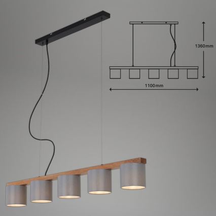 Briloner 4075-054 - Hängeleuchte RHON mit Kabelaufhängung 5xE14/25W/230V