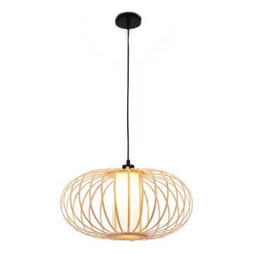 Briloner 4759011 - Pendelleuchte an Kabel 1xE27/10W/230V schwarz/Bambus