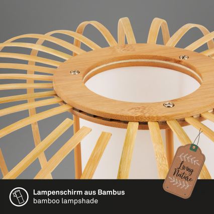 Briloner 4759031 - Pendelleuchte an Kabel 3xE27/10W/230V schwarz/bambus