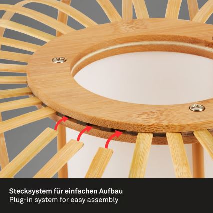 Briloner 4759031 - Pendelleuchte an Kabel 3xE27/10W/230V schwarz/bambus