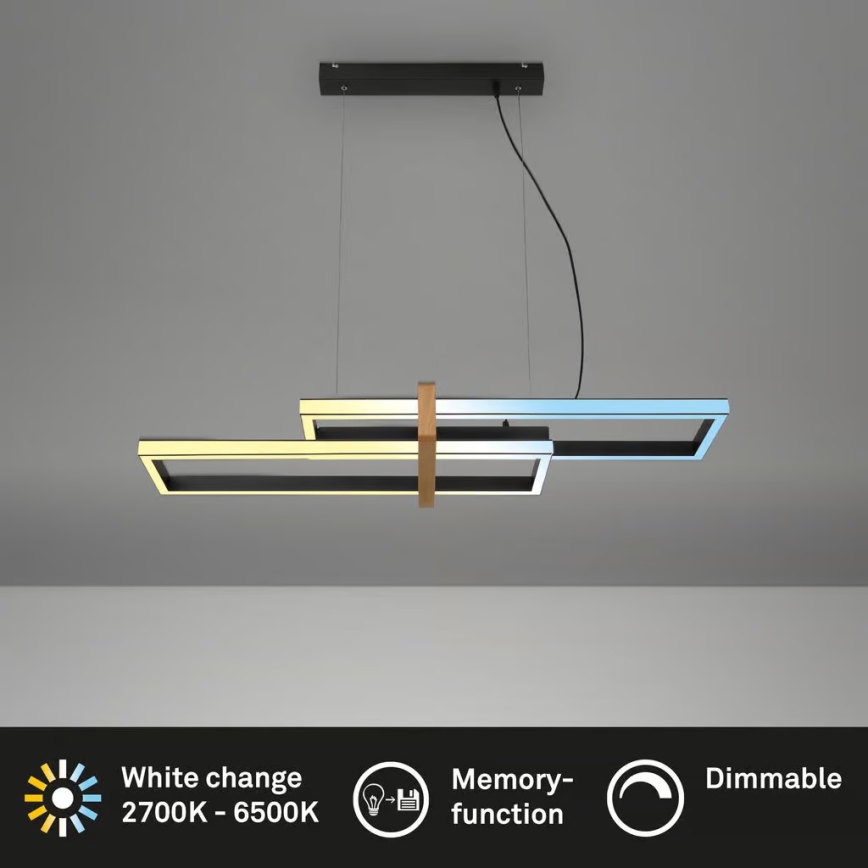 Briloner 4768015 - dimmbare LED-Pendelleuchte an Stahlseil LED/44W/230V 2700-6500K 100 cm + Fernbedienung