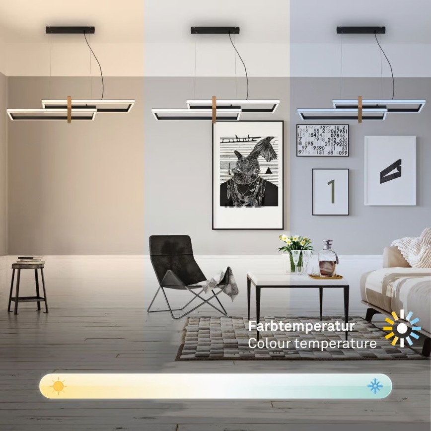 Briloner 4768015 - dimmbare LED-Pendelleuchte an Stahlseil LED/44W/230V 2700-6500K 100 cm + Fernbedienung