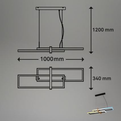 Briloner 4768015 - LED-dimmbare Pendelleuchte mit Seilabhängung LED/44W/230V 2700-6500K + Fernbedienung