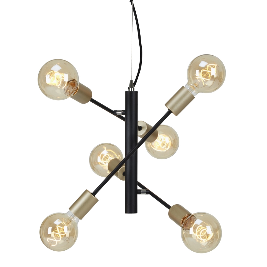 Briloner 4856-065 - Kronleuchter an Schnur SCHWARZSTAHL 6xE27/60W/230V