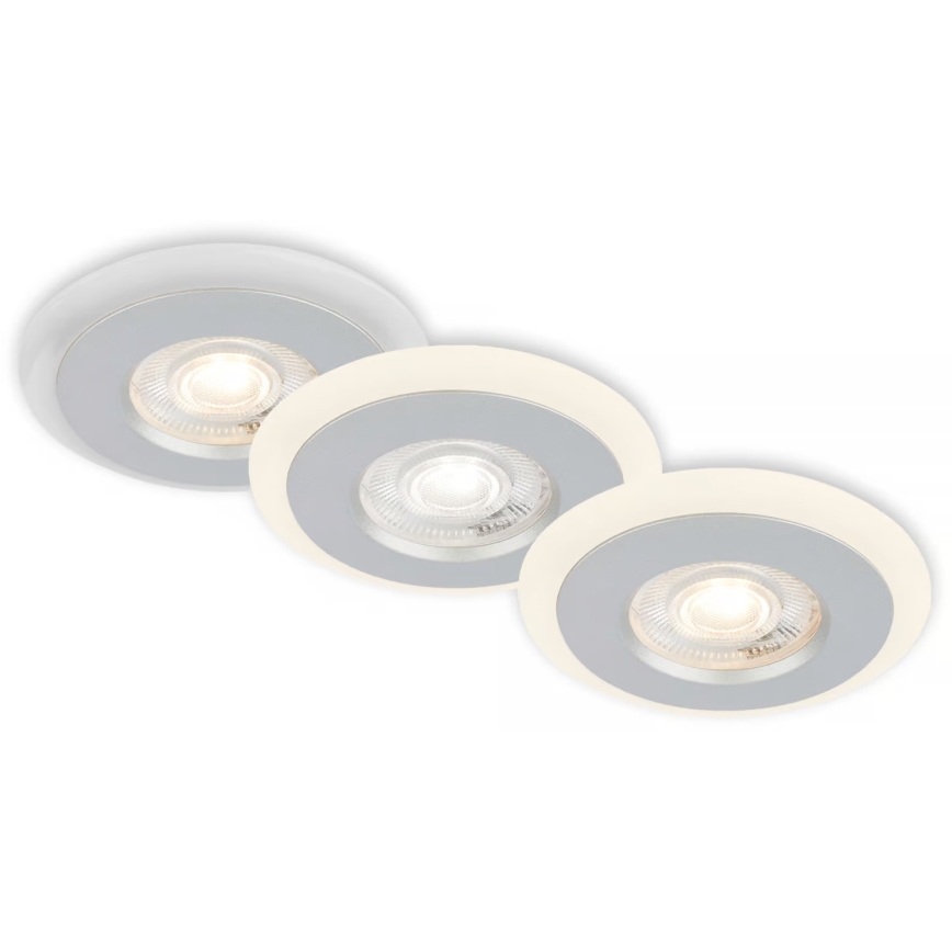 Briloner 7039034 - 3er-Set LED-Badezimmer-Einbauleuchte 3xLED/5W/230V IP44 mattchrom