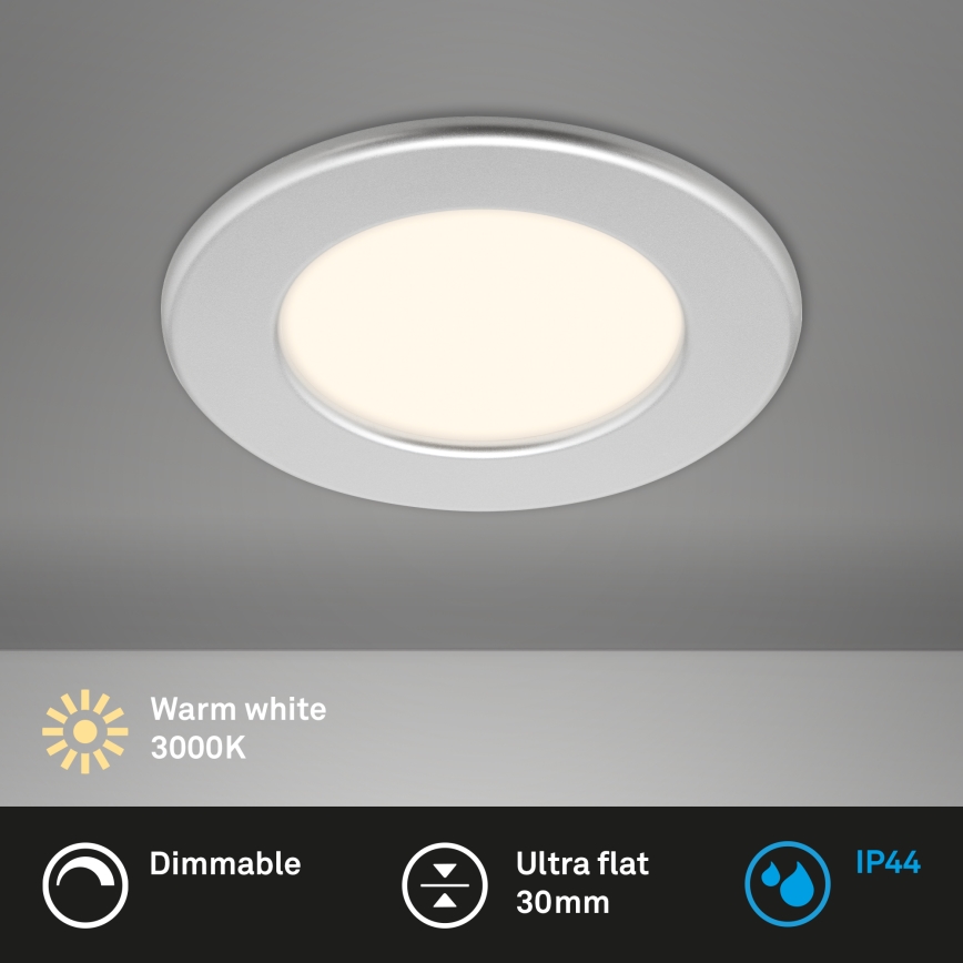 Briloner 7049014 - LED-dimmbare Badezimmer-Einbauleuchte LED/6W/230V 3000K IP44 mattchrom