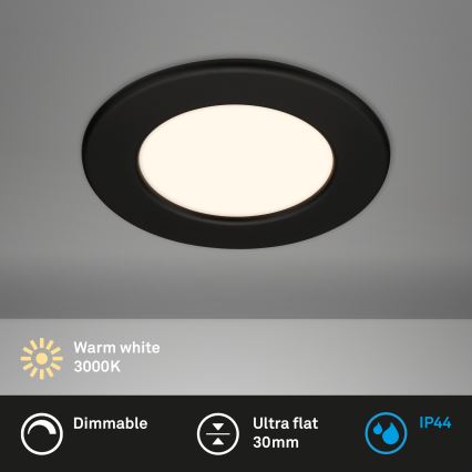 Briloner 7049015 - dimmbare LED-Badezimmer-Einbauleuchte LED/6W/230V 3000K IP44 schwarz