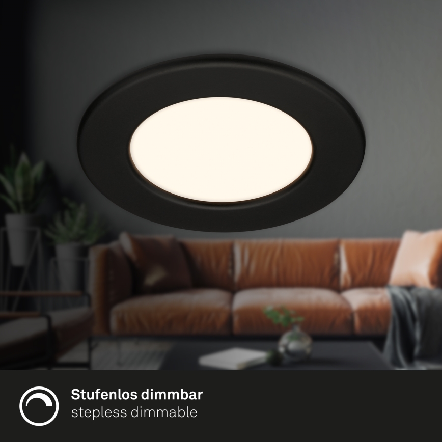 Briloner 7049015 - dimmbare LED-Badezimmer-Einbauleuchte LED/6W/230V 3000K IP44 schwarz