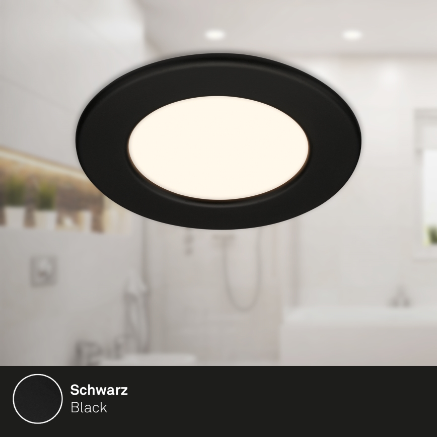 Briloner 7049015 - dimmbare LED-Badezimmer-Einbauleuchte LED/6W/230V 3000K IP44 schwarz