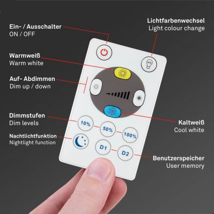 Briloner 7059-015 - Dimmbare LED-Deckenleuchte SLIM LED/22W/230V 2700-6500K Wi-Fi Tuya + Fernbedienung