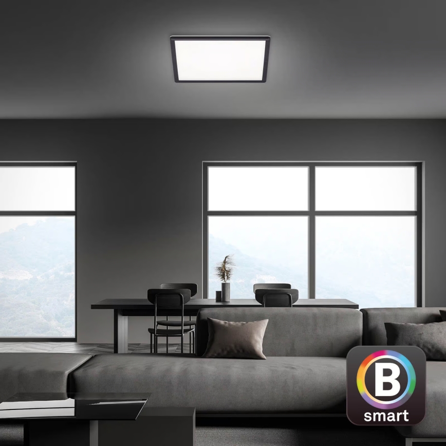 Briloner 7060-015 - Dimmbares SLIM LED-Aufbaupanel LED/22W/230V 2700-6500K 42x42 cm schwarz Wi-Fi Tuya + Fernbedienung