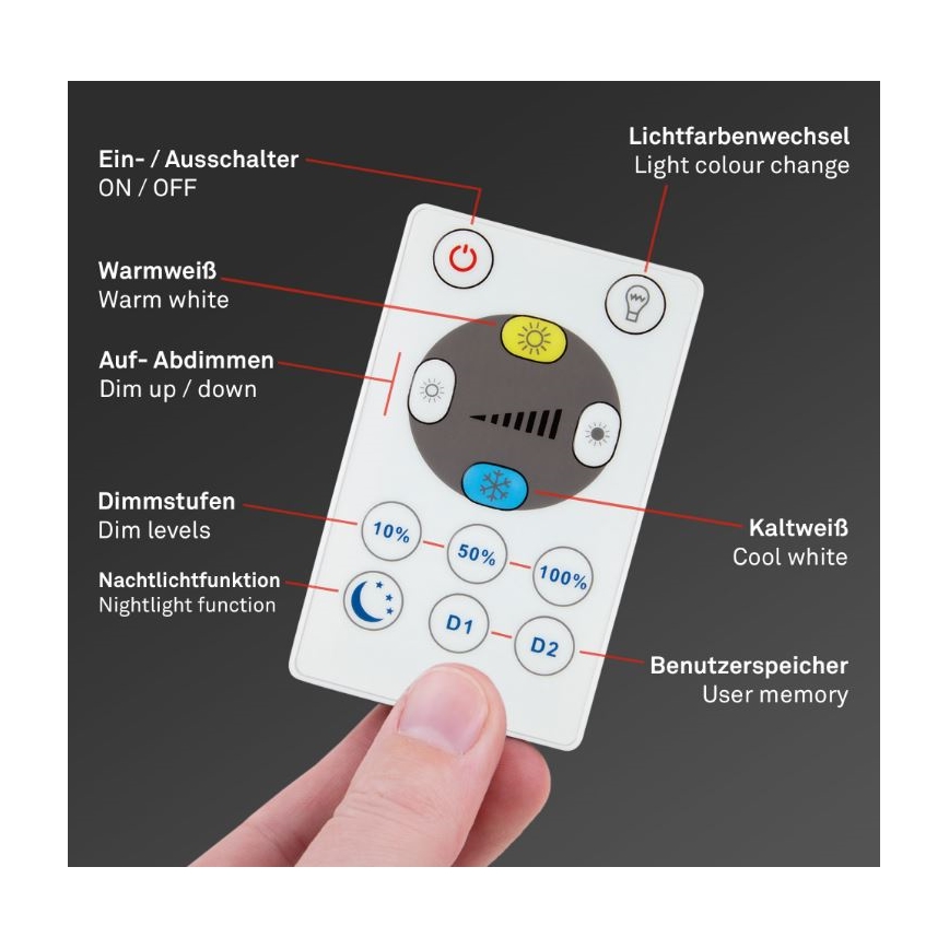 Briloner 7079-015 - LED dimmbare Deckenleuchte SLIM LED/18W/230V 2700-6500K + Fernbedienung