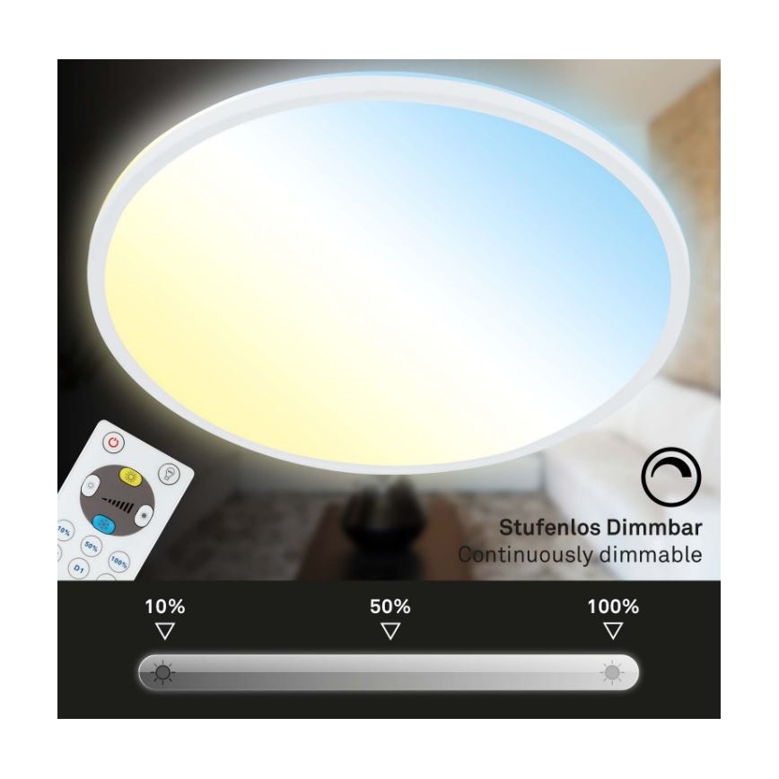 Briloner 7079-016 - LED dimmbare Deckenleuchte SLIM LED/18W/230V 2700-6500K + Fernbedienung