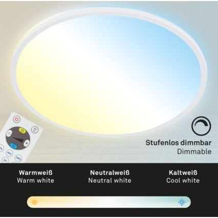 Briloner 7079-016 - LED dimmbare Deckenleuchte SLIM LED/18W/230V 2700-6500K + Fernbedienung