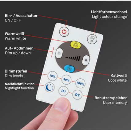 Briloner 7082-016 - Dimmbare LED-Deckenleuchte SLIM LED/22W/230V 2700-6500K + Fernbedienung