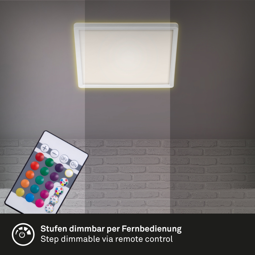 Briloner 7090-416 - LED RGBW dimmbare Deckenleuchte SLIM LED/15W/230V + Fernbedienung