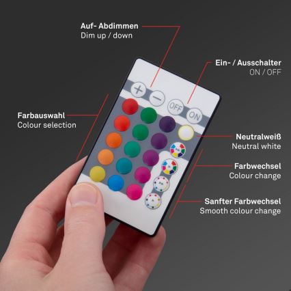 Briloner 7090-416 - LED RGBW dimmbare Deckenleuchte SLIM LED/15W/230V + Fernbedienung