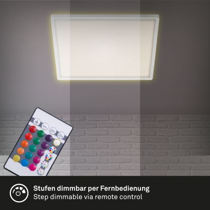 Briloner 7091-416 - Dimmbare LED-RGBW-Deckenleuchte SLIM LED/22W/230V + Fernbedienung