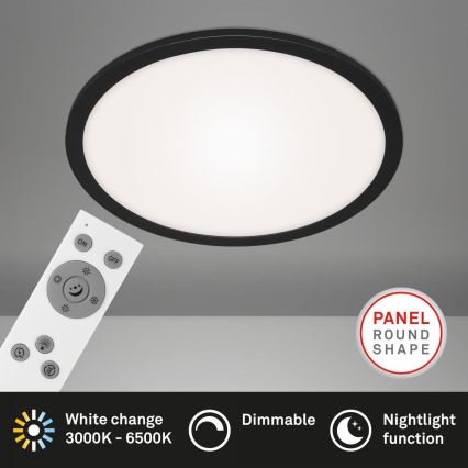 Briloner 7168-015 - Dimmbare LED-Deckenleuchte PIATTO LED/22W/230V 3000-6500K d 40 cm schwarz + Fernbedienung