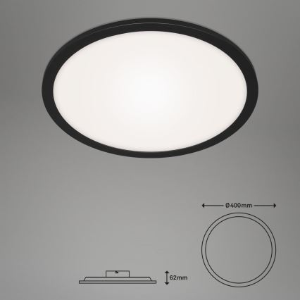 Briloner 7168-015 - Dimmbare LED-Deckenleuchte PIATTO LED/22W/230V 3000-6500K d 40 cm schwarz + Fernbedienung