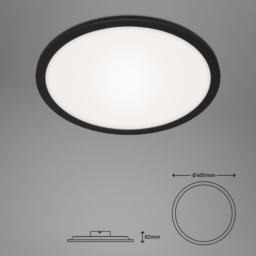 Briloner 7168-015 - Dimmbare LED-Deckenleuchte PIATTO LED/22W/230V 3000-6500K d 40 cm schwarz + Fernbedienung