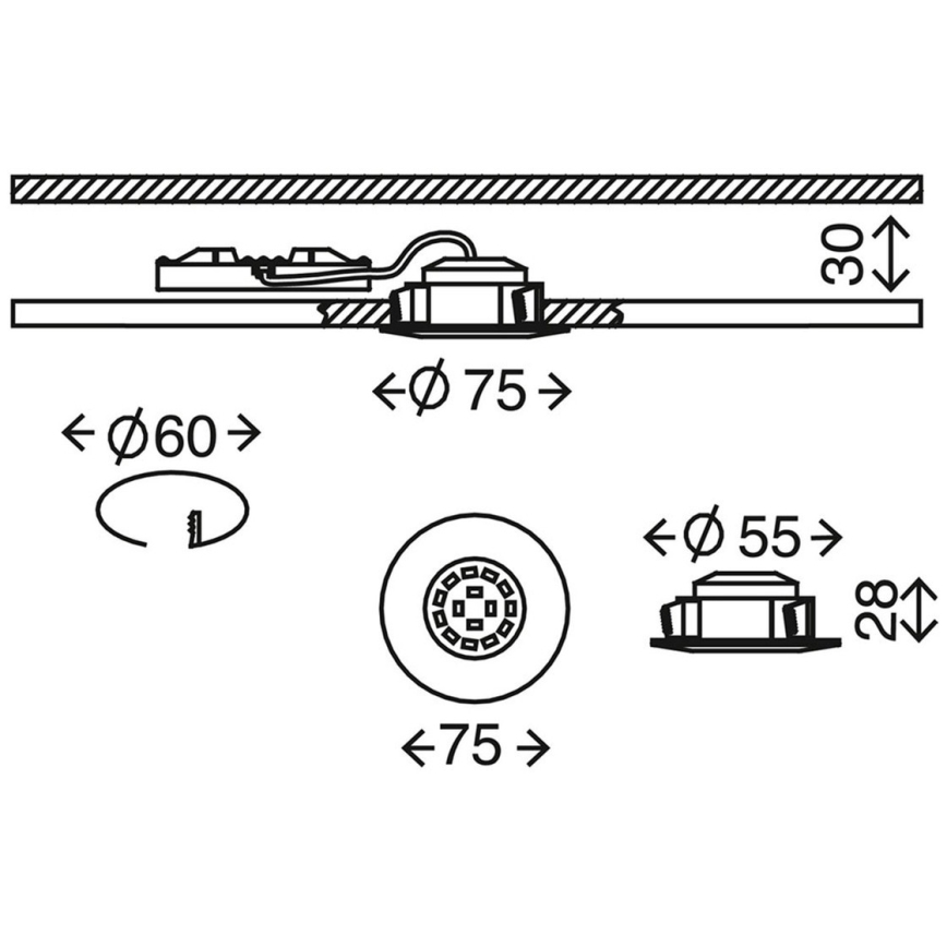 Briloner 7204-031 - SET 3x LED-Badezimmer-Einbauleuchte ATTACH LED/5W/230V IP44
