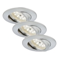 Briloner 7209-039 - 3er-Set LED-Badezimmer-Einbauleuchte ATTACH LED/5W/230V IP23 mattchrom