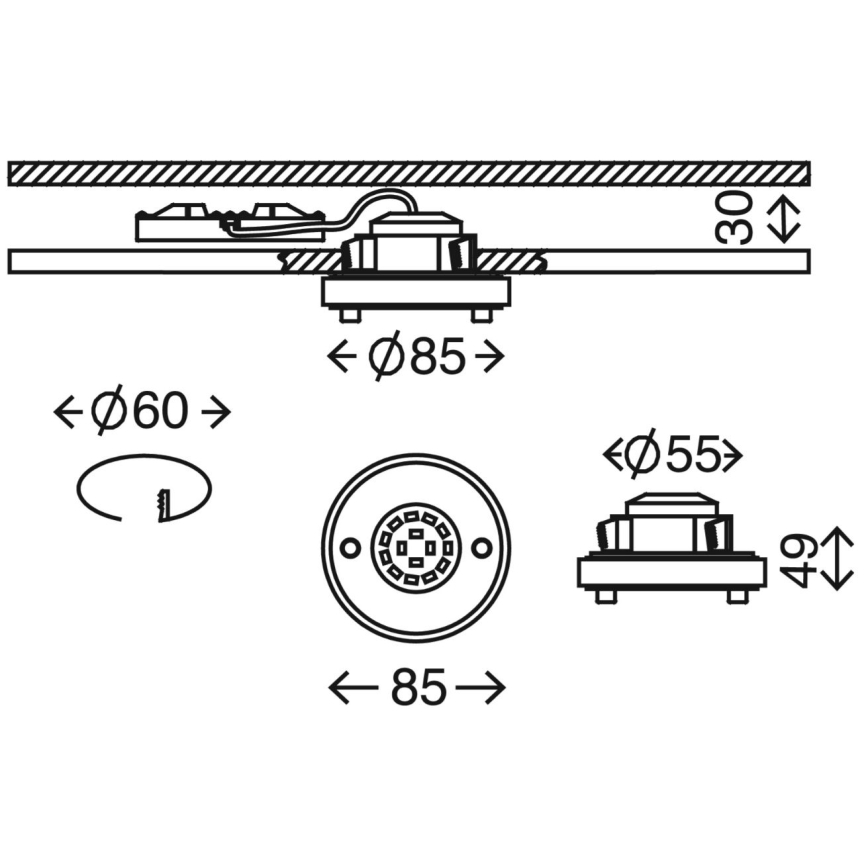 Briloner 7214-012 - LED-Badezimmer-Einbauleuchte ATTACH LED/5W/230V IP44