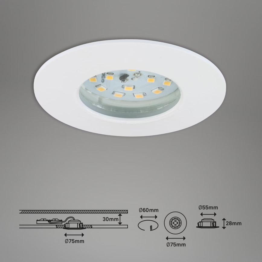 Briloner 7231-036 - SET 3x Dimmbare LED-Einbauleuchte für Badezimmer LED/5,5W/230V IP44