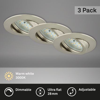 Briloner 7232-032 - 3er-Set dimmbare LED-Einbauleuchten für Badezimmer ATTACH LED/5,5W/230V IP23