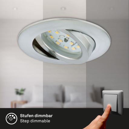 Briloner 7296-019 - Dimmbare LED-Einbauleuchte für Badezimmer LED/6,5W/230V IP23