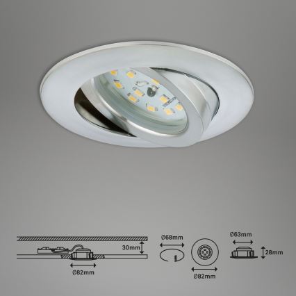 Briloner 7296-019 - Dimmbare LED-Einbauleuchte für Badezimmer LED/6,5W/230V IP23