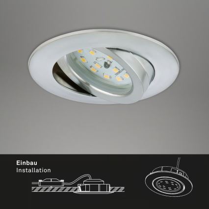 Briloner 7296-039 - 3er-Set dimmbare LED-Einbauleuchte für Badezimmer 1xLED/6,5W/230V 3000K IP23 mattchrom