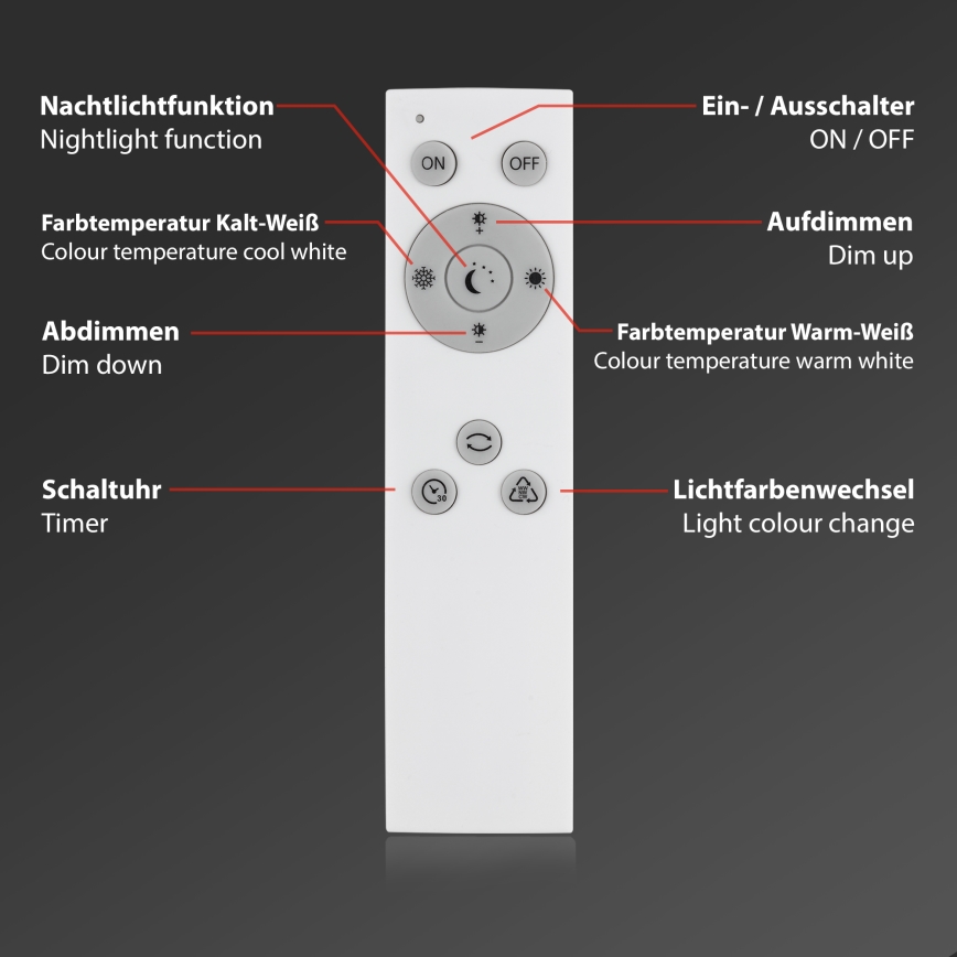Briloner 7381-016 - Dimmbare LED-Deckenleuchte STARRY SKY LED/15W/230V 3000-6500K + Fernbedienung