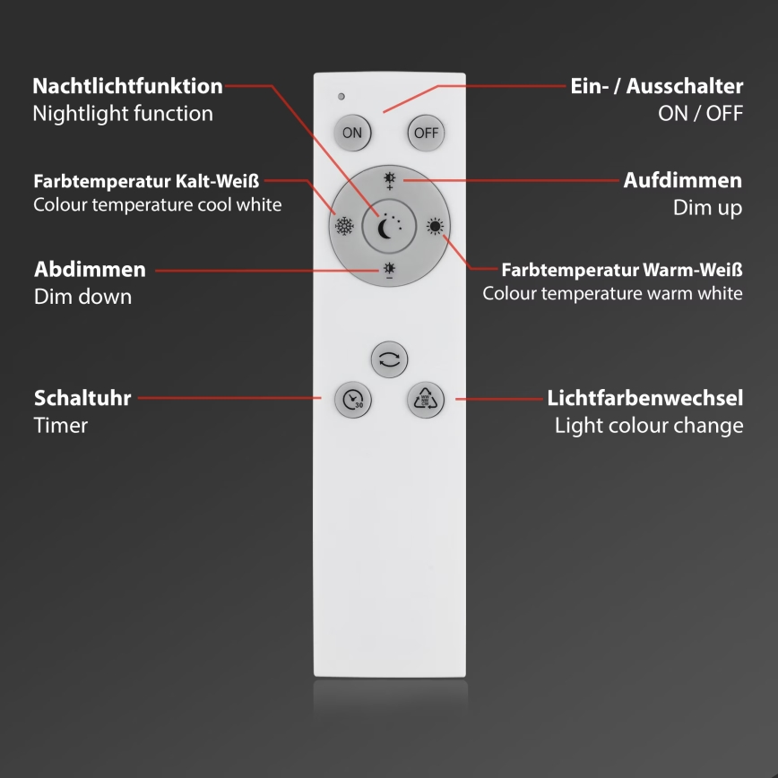 Briloner 7381-116 - Dimmbare LED-Deckenleuchte STARRY SKY LED/24W/230V 3000-6500K + Fernbedienung