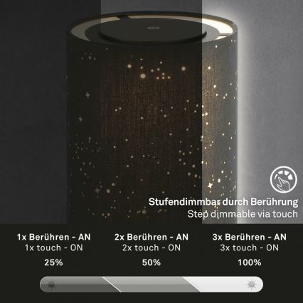 Briloner 7449-015 - Dimmbare LED-Leuchte für den Außenbereich mit Touch-Funktion STARRY SKY LED/3W/5V IP44 schwarz