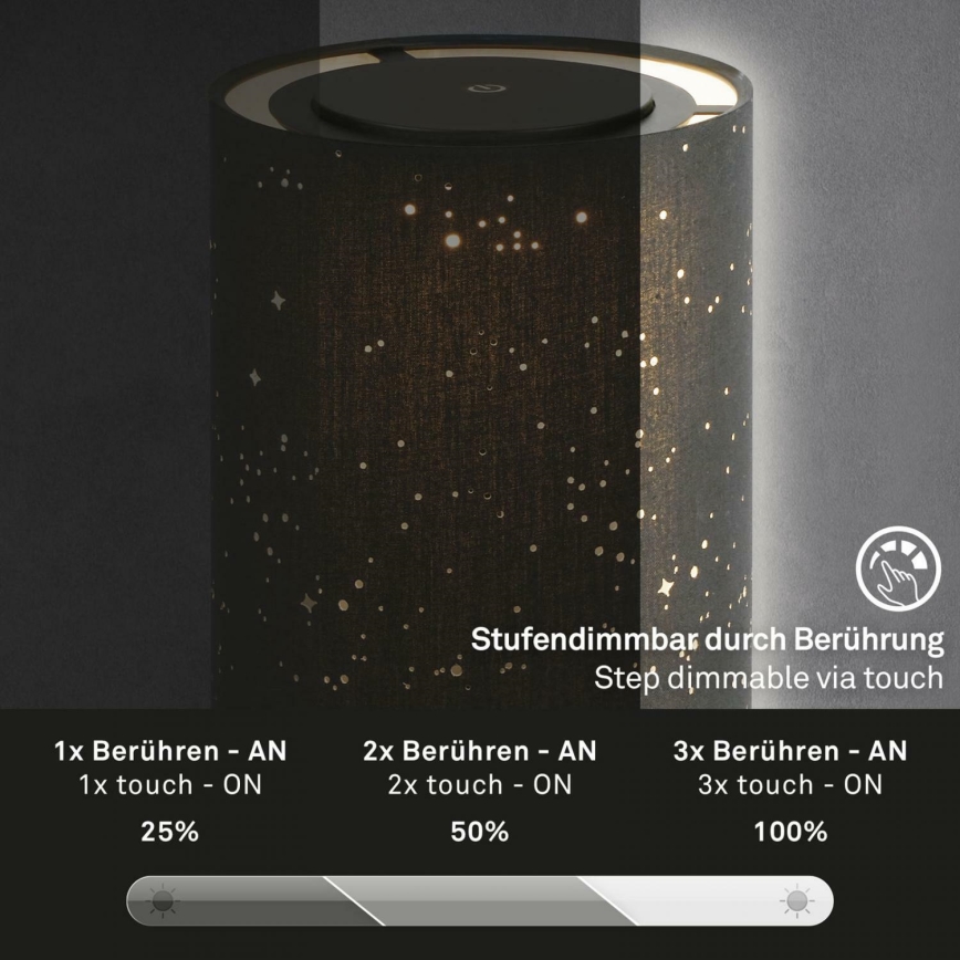 Briloner 7449-015 - Dimmbare LED-Außenleuchte mit Touch-Funktion STARRY SKY LED/3W/5V IP44 schwarz